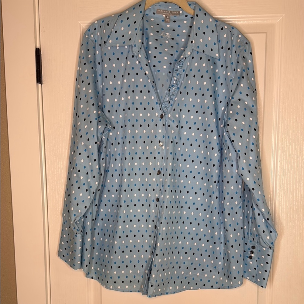 Light Blue Polka Dot Button-Up Shirt